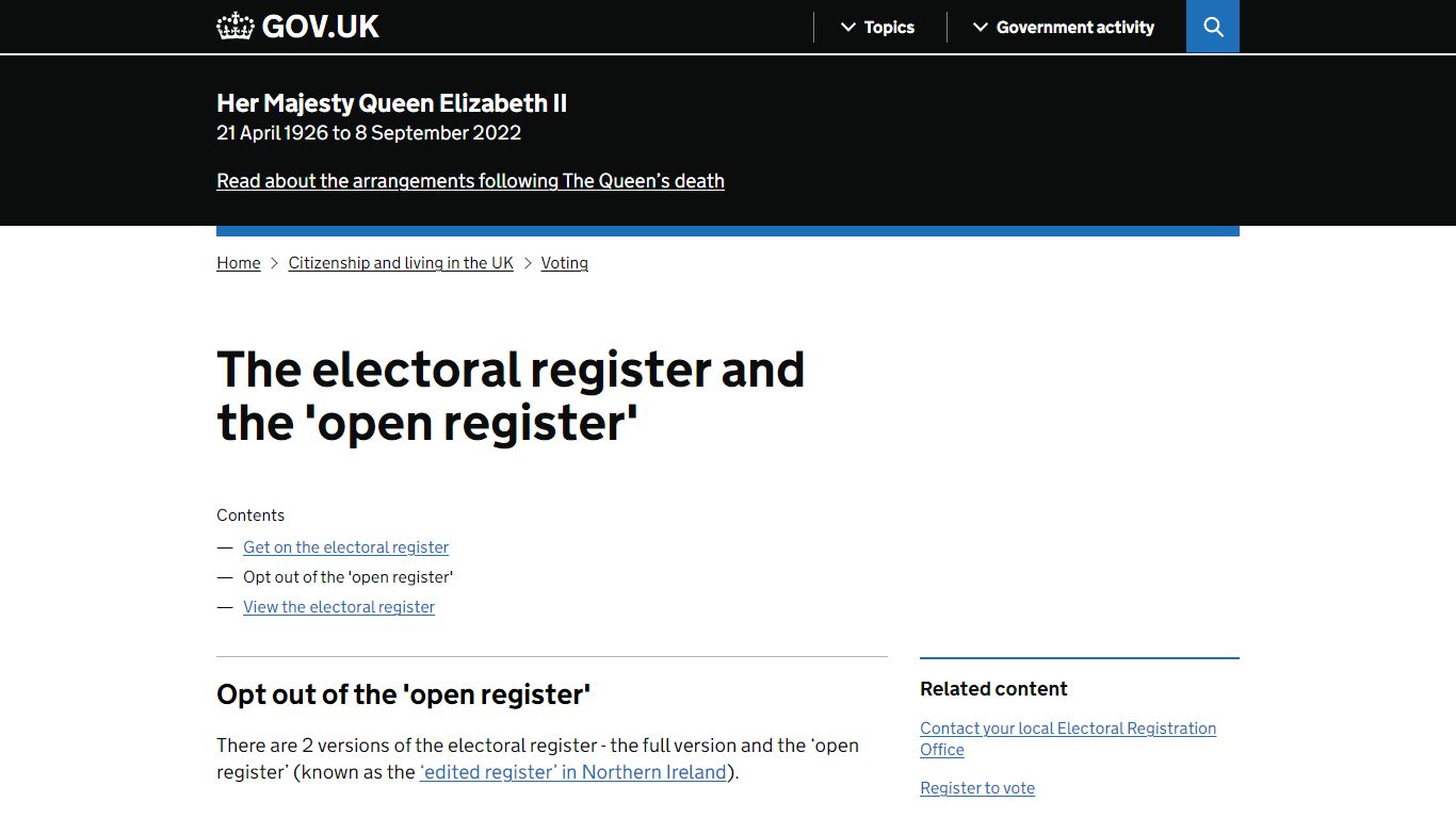 The electoral register and the 'open register': Opt out of the 'open ...